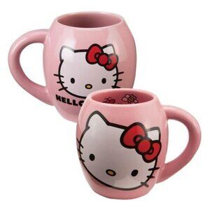 Hello Kitty Cup Pink Kawaii Coffee Mug BRAND NEW 18oz Oval Ceramic Sanrio Gift